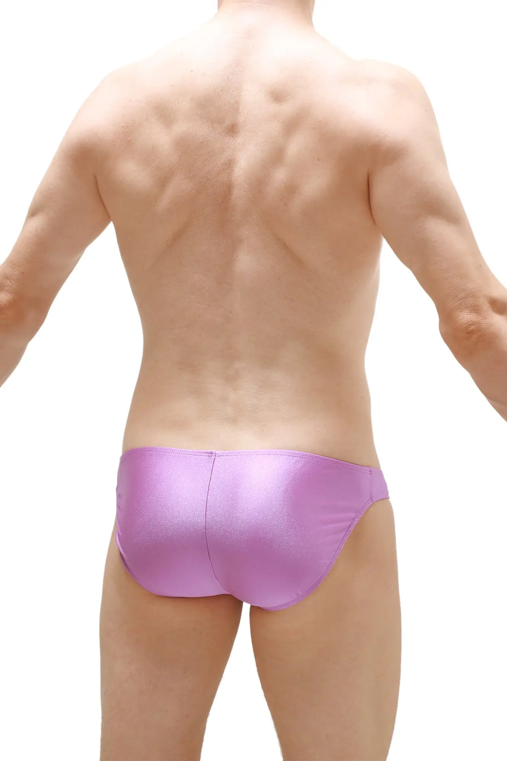 Shiny lavender swim trunks bikini taik joe purple featuring reflective material ideal for beachwear