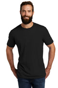 Black short-sleeved crew neck athletic tri-blend t-shirt designed for comfort and performance