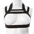 Black strappy harness top with minimalist modern design gender fluid majesty harness multi band in black size s-l