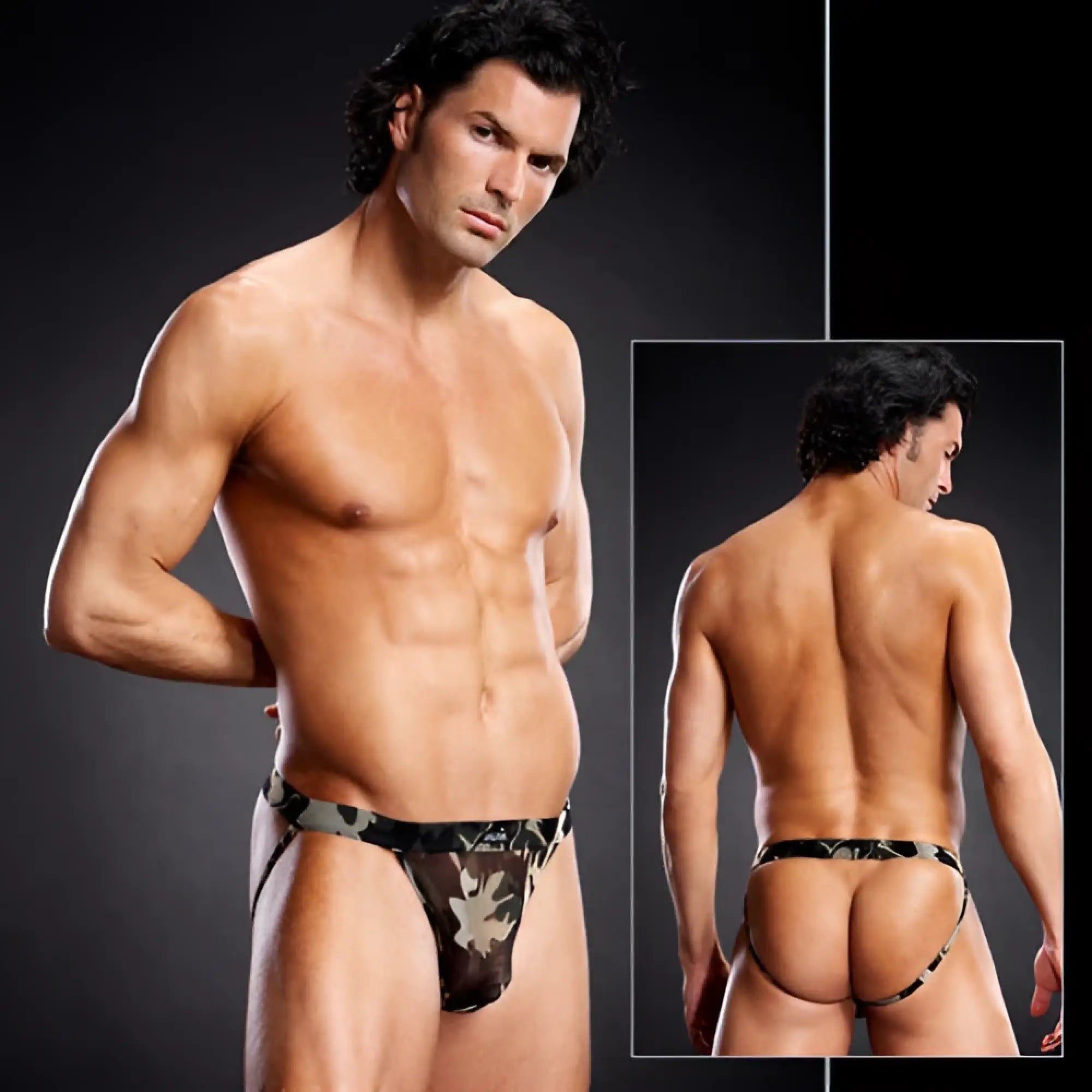Blue line pro-mesh jock strap underwear camouflage blm012 size s/m black and gray briefs with sheer mesh front panel