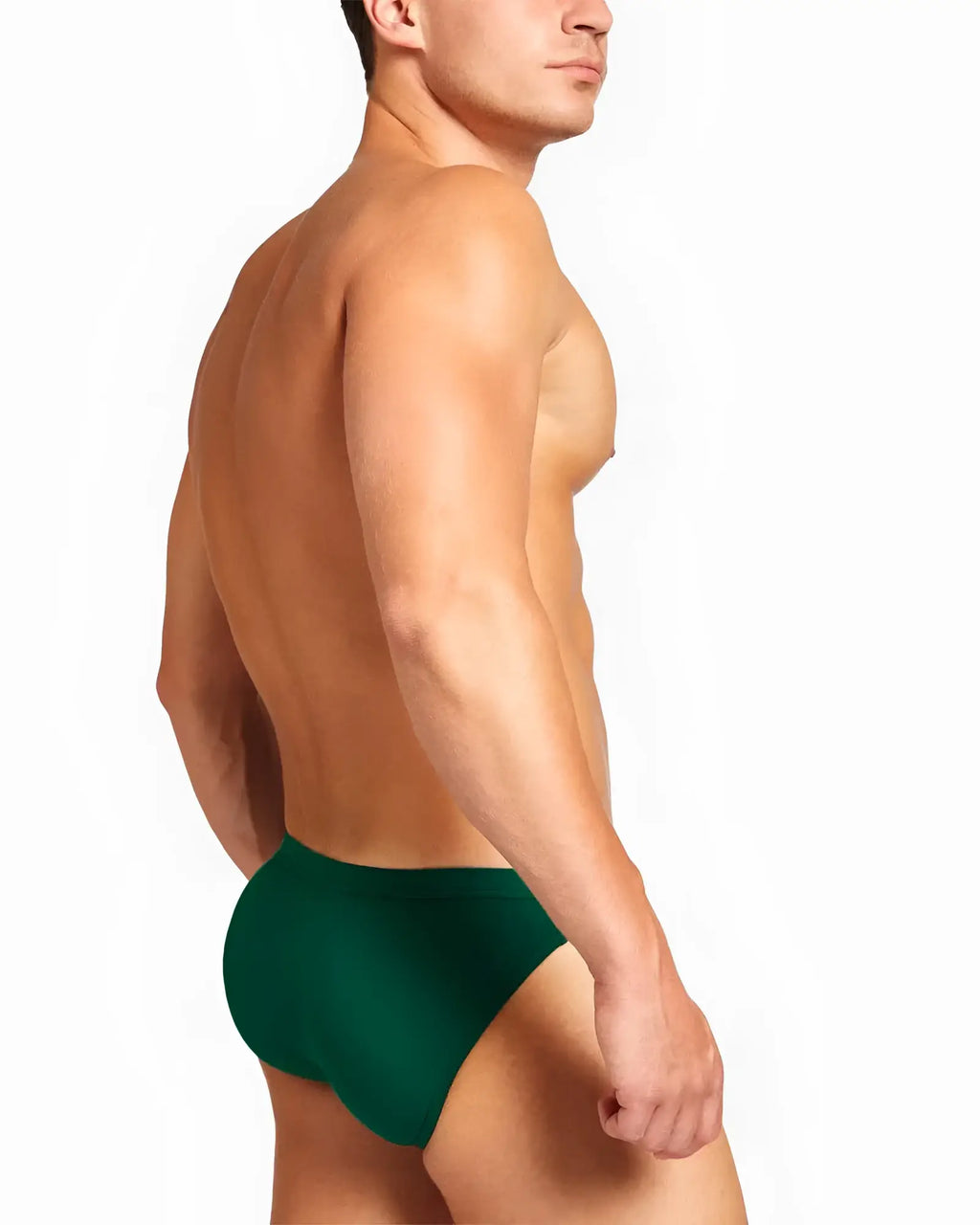 Dark green body bamboo bikini brief made of bamboo fabric shown from the back side for comfortable wear