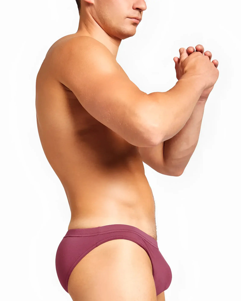 Body bamboo bikini brief in solid maroon with a smooth fabric finish and form-fitting design