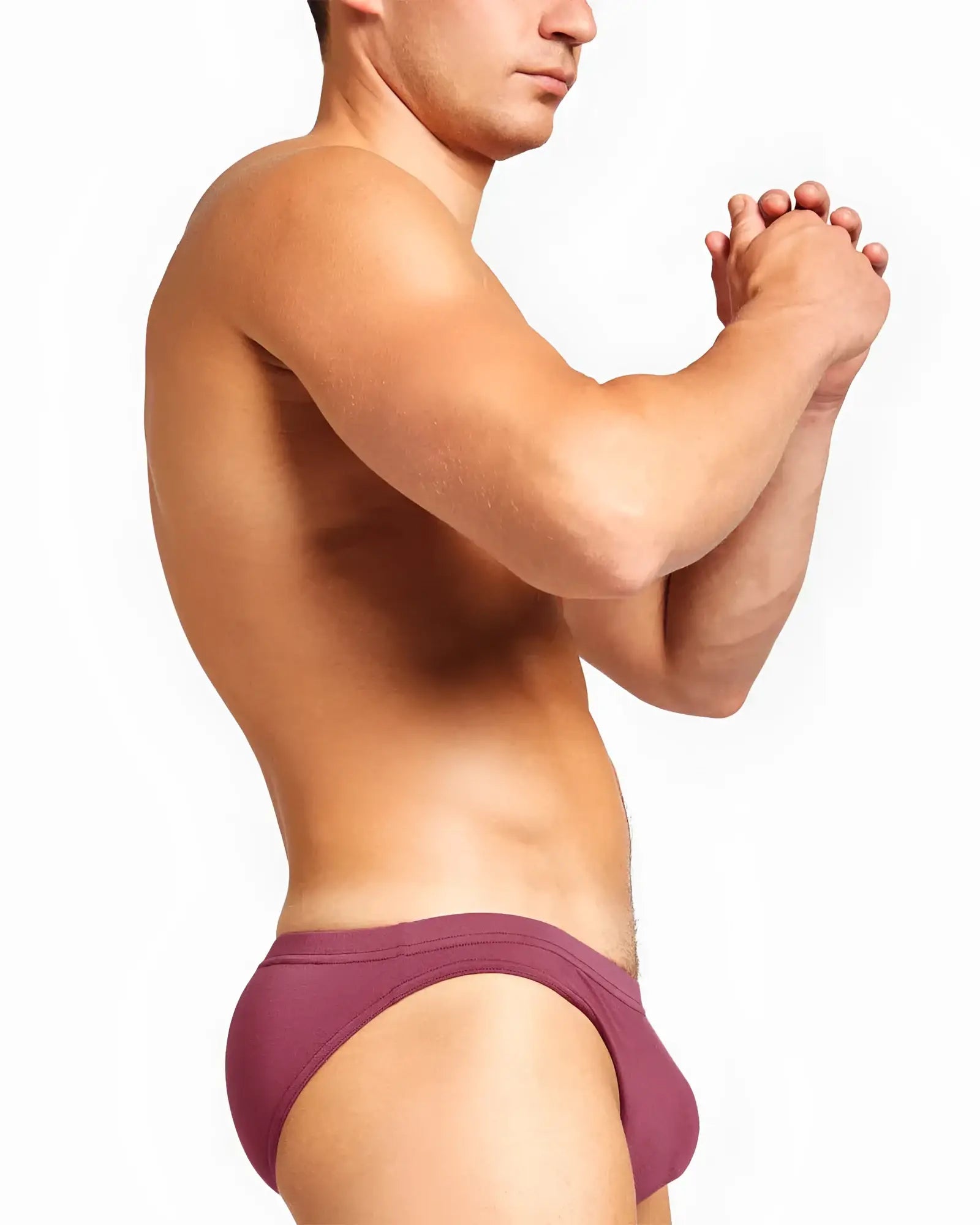 Body bamboo bikini brief in solid maroon with a smooth fabric finish and form-fitting design