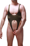 Olive green one-piece swimsuit bodysuit caussol olive with midsection cutout and thin shoulder straps for stylish swimwear