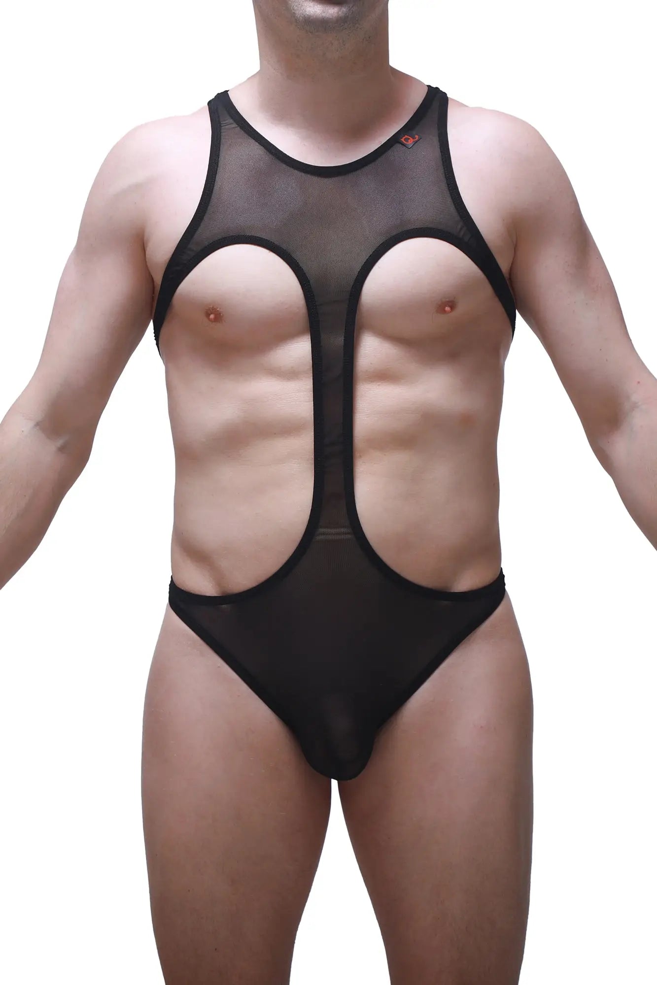 Bodythong gracay net black sheer mesh one-piece swimsuit with bold cutouts and sleek form-fitting design