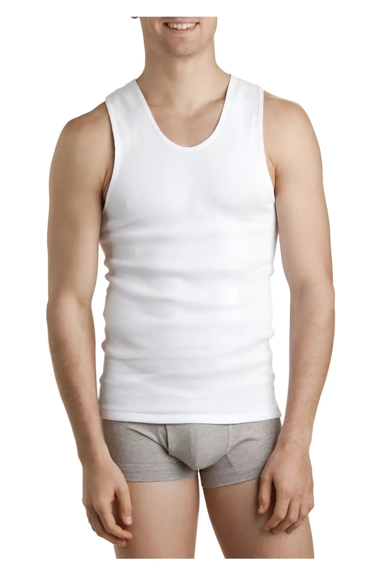 Bonds chesty tank top white made of cotton with a round neckline and straight hem size large M37566 AS0