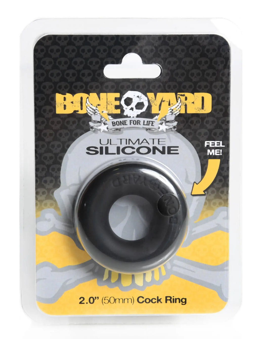 Black silicone cock ring ultimate silicone ring from bone yard with smooth design and embossed skull logo