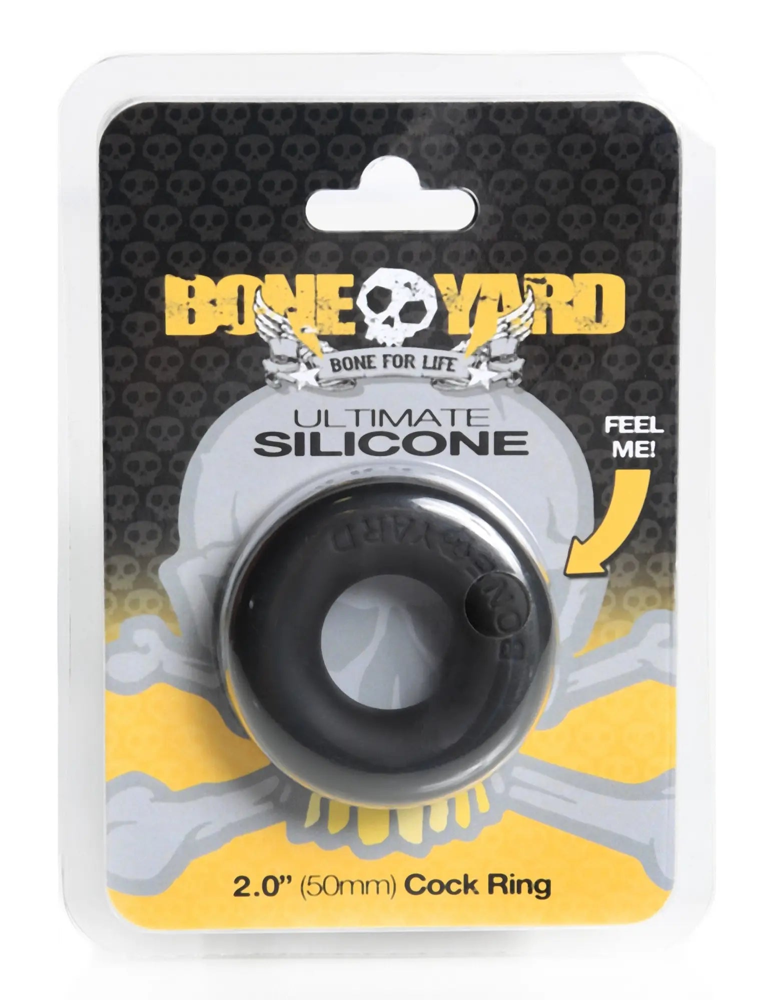 Black silicone cock ring ultimate silicone ring from bone yard with smooth design and embossed skull logo