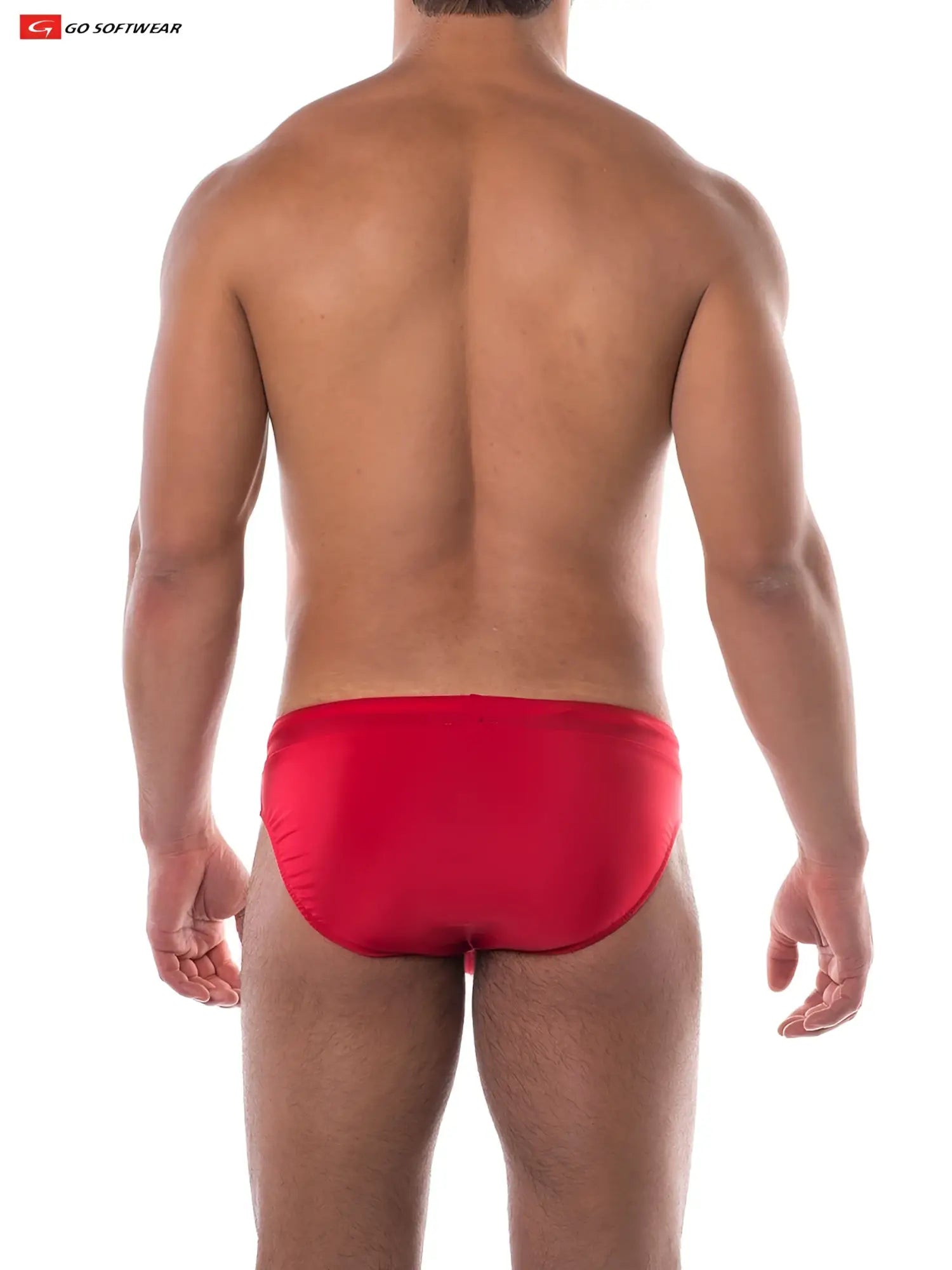 Boost swim brief red smooth-fitting swim trunks with sleek minimalist design for comfortable swimming