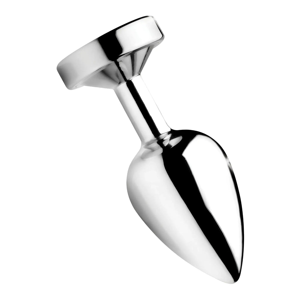 Booty Sparks light-up anal plug in a polished, reflective silver finish, shown against a plain white background.