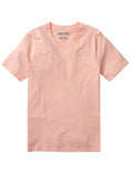 A soft pink cotton born fly v-neck tee with subtle born fly logo embroidered on the left chest