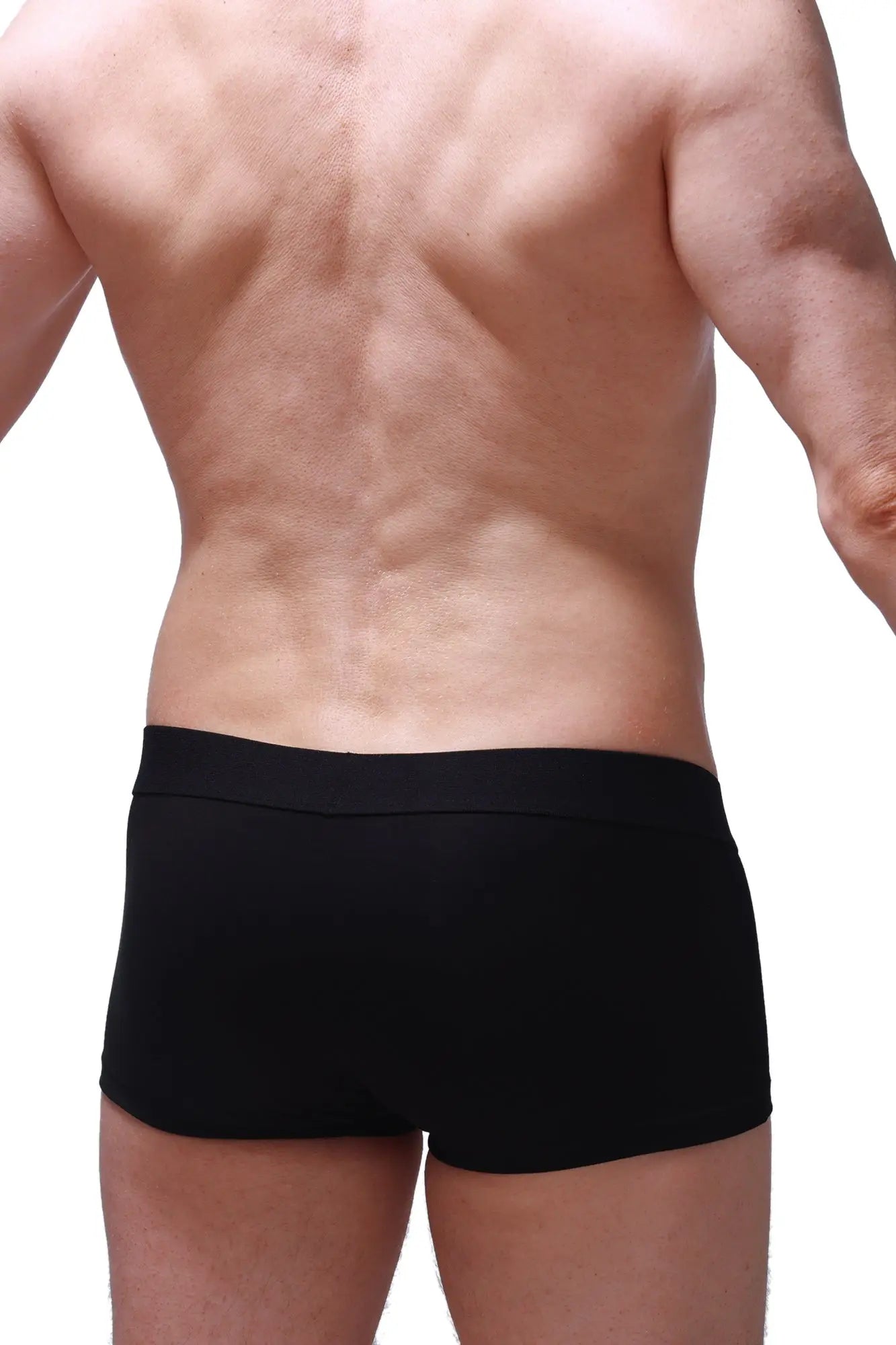 Black boxer anjouin briefs with smooth, form-fitting design in soft fabric for comfortable everyday wear