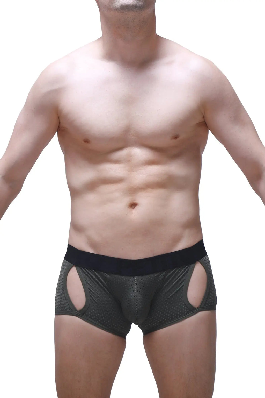 Black mesh boxer anzex bee green briefs with cut-out side panels designed for breathable comfort