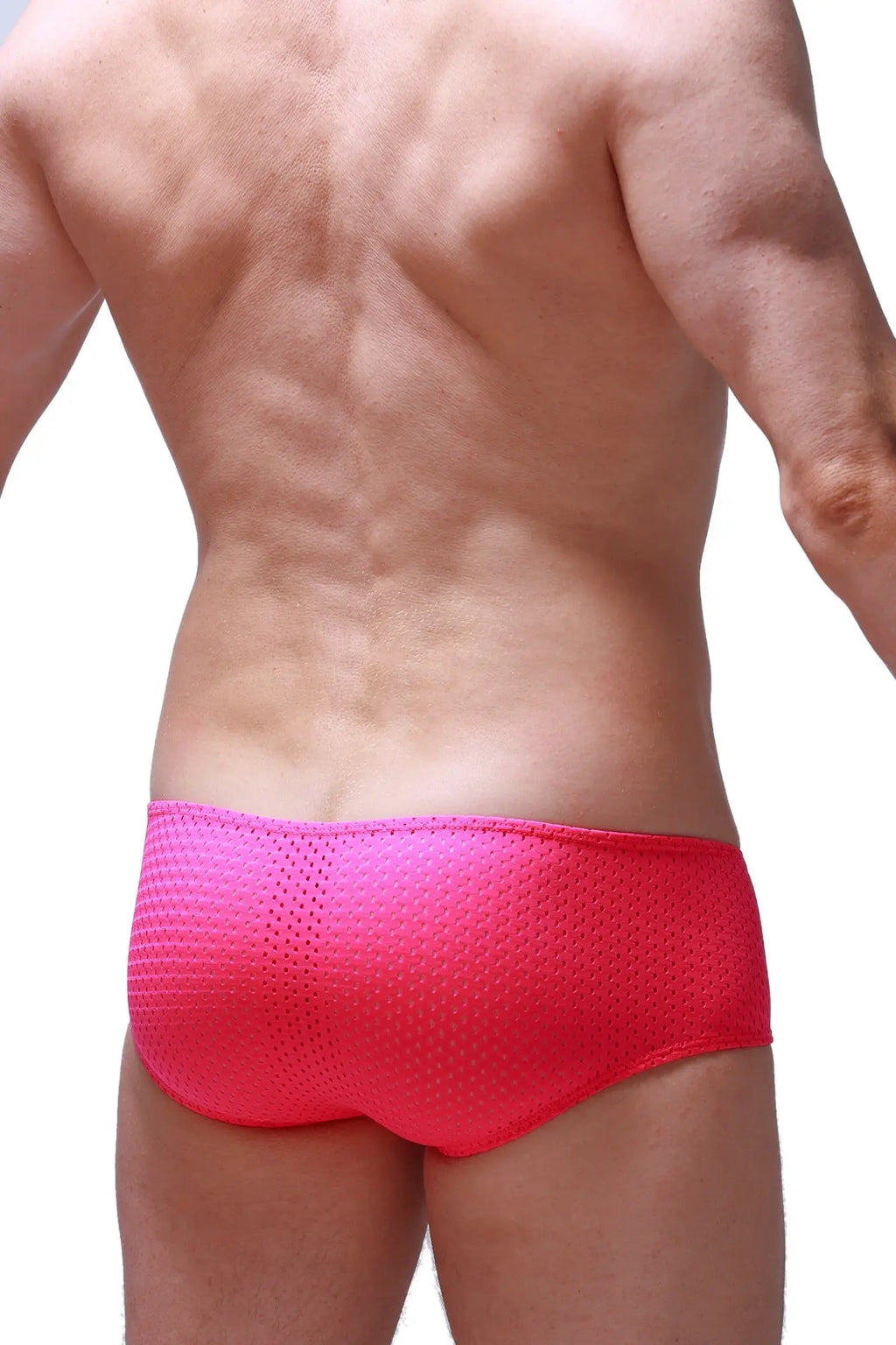 Boxer brief chill bee pink bright pink mesh swim trunks with gradient effect for stylish beachwear