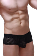 Black mesh boxer brief chill durtol with solid black waistband and matching pouch for breathable comfort