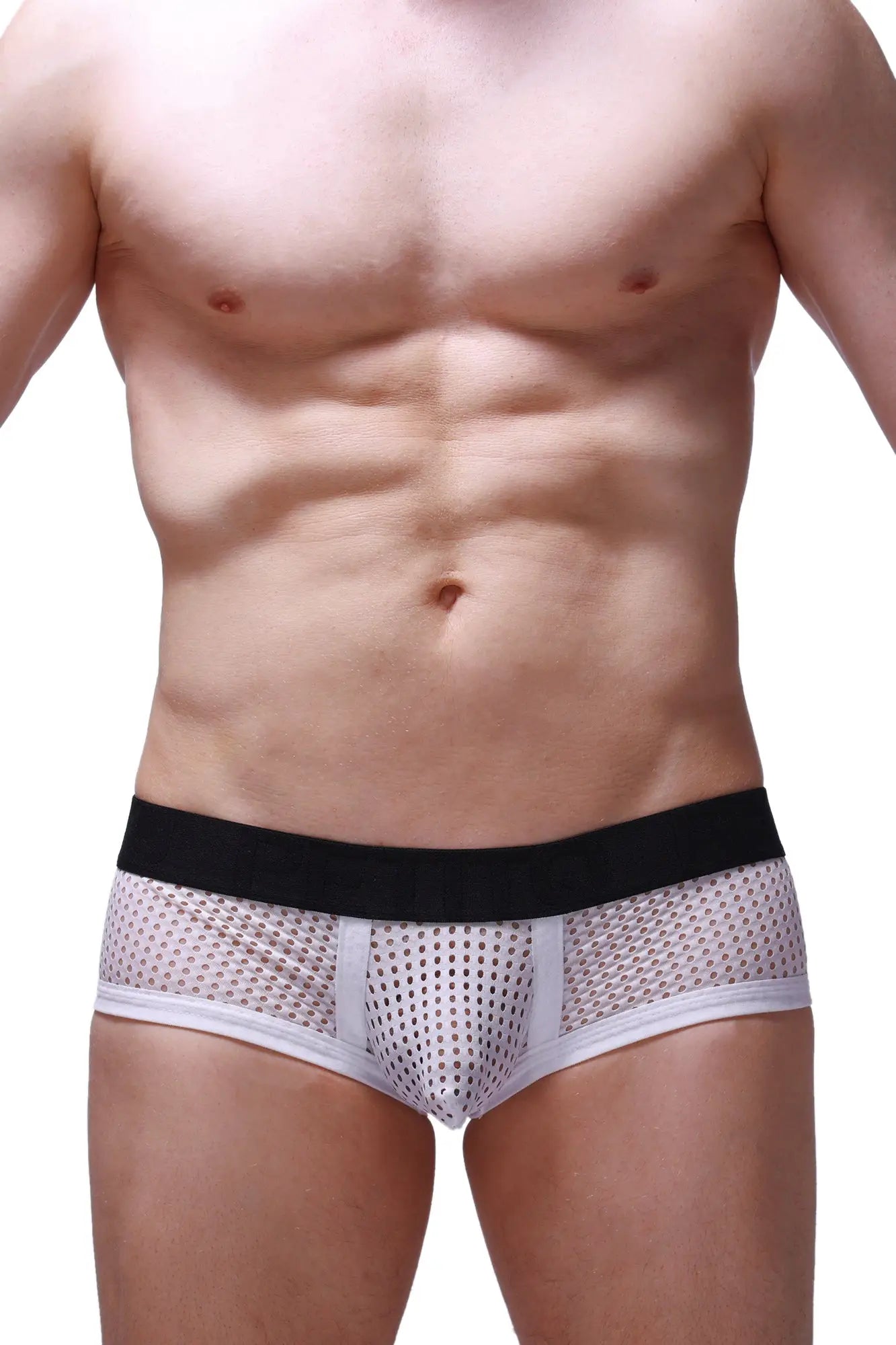 White mesh boxer brief chill durtol white with black waistband and white trim for breathable comfort