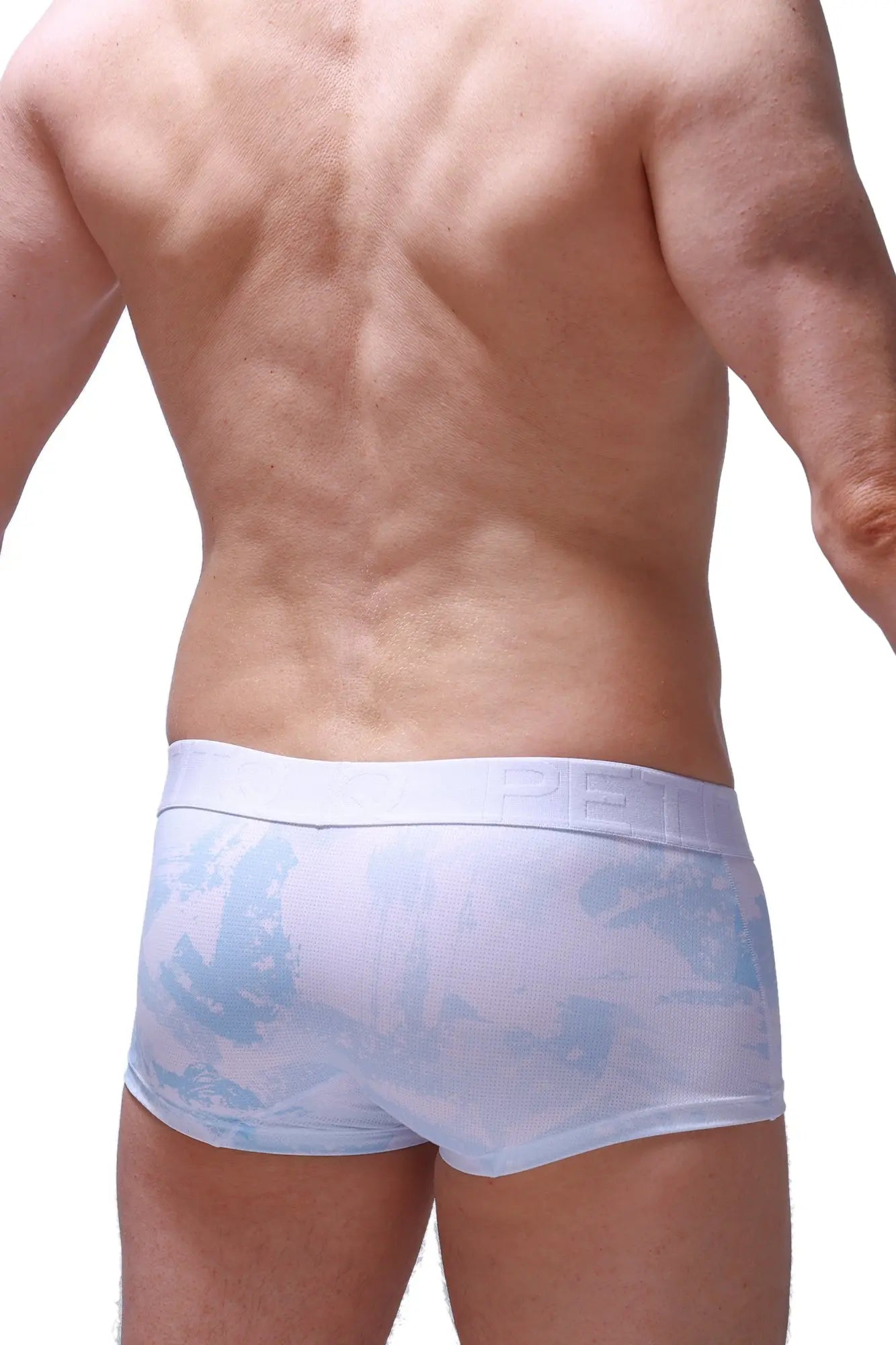 Light blue and white patterned boxer brief dome marbre sky blue with textured breathable fabric for men