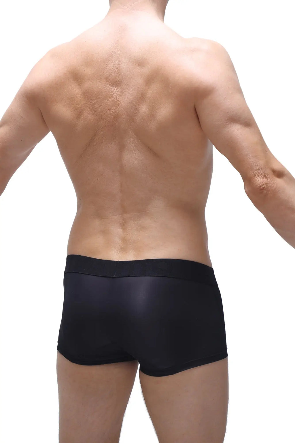 Black sleek-fitting boxer brief dome voile with smooth matte finish designed for comfortable everyday wear
