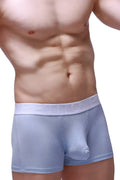 Light blue ribbed men’s boxer briefs with white petito elastic waistband in boxer brief hang rib sky blue style