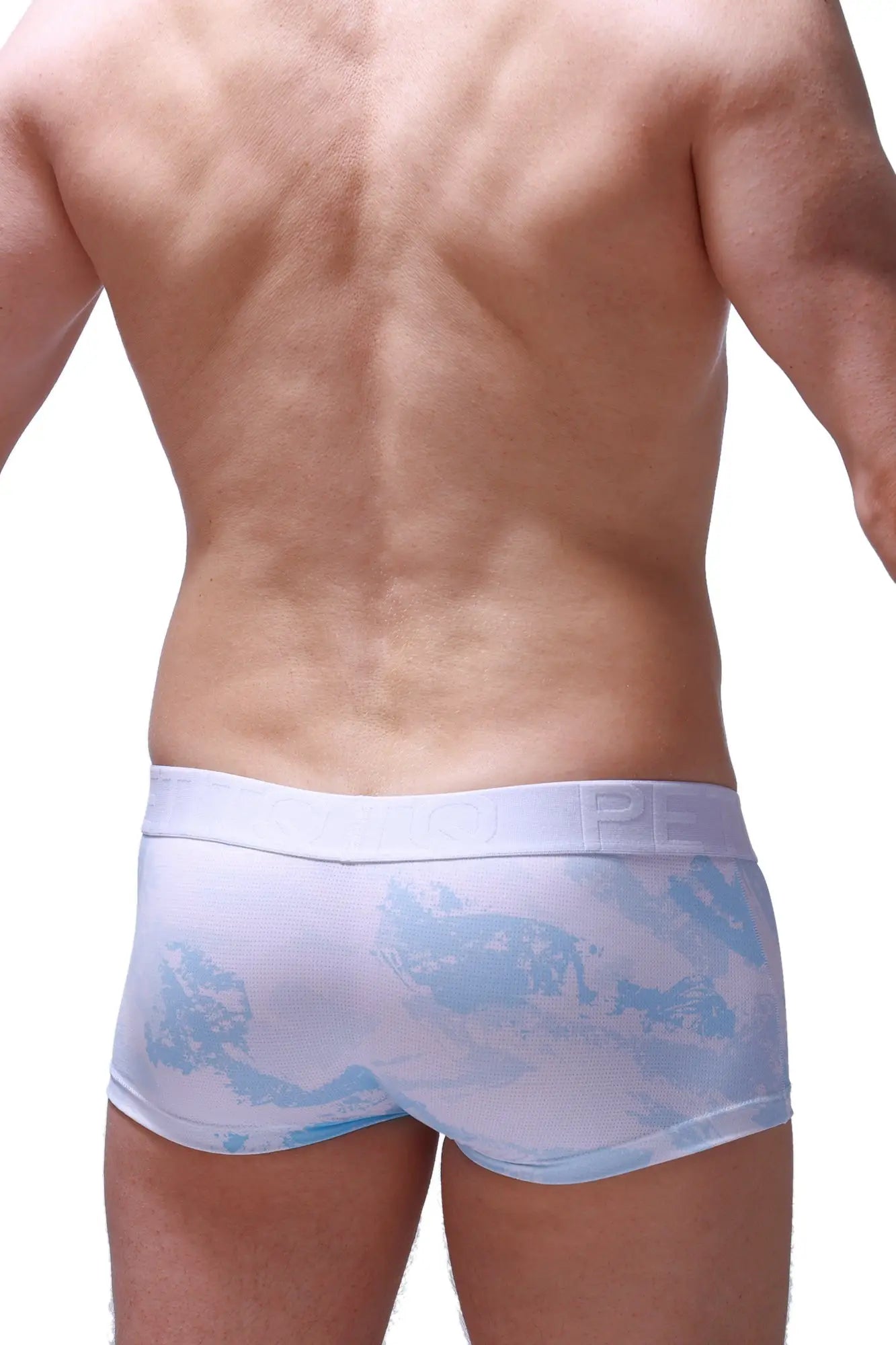 Boxer brief huleu marbre sky blue in white and light blue tie-dye with textured fabric waistband for men