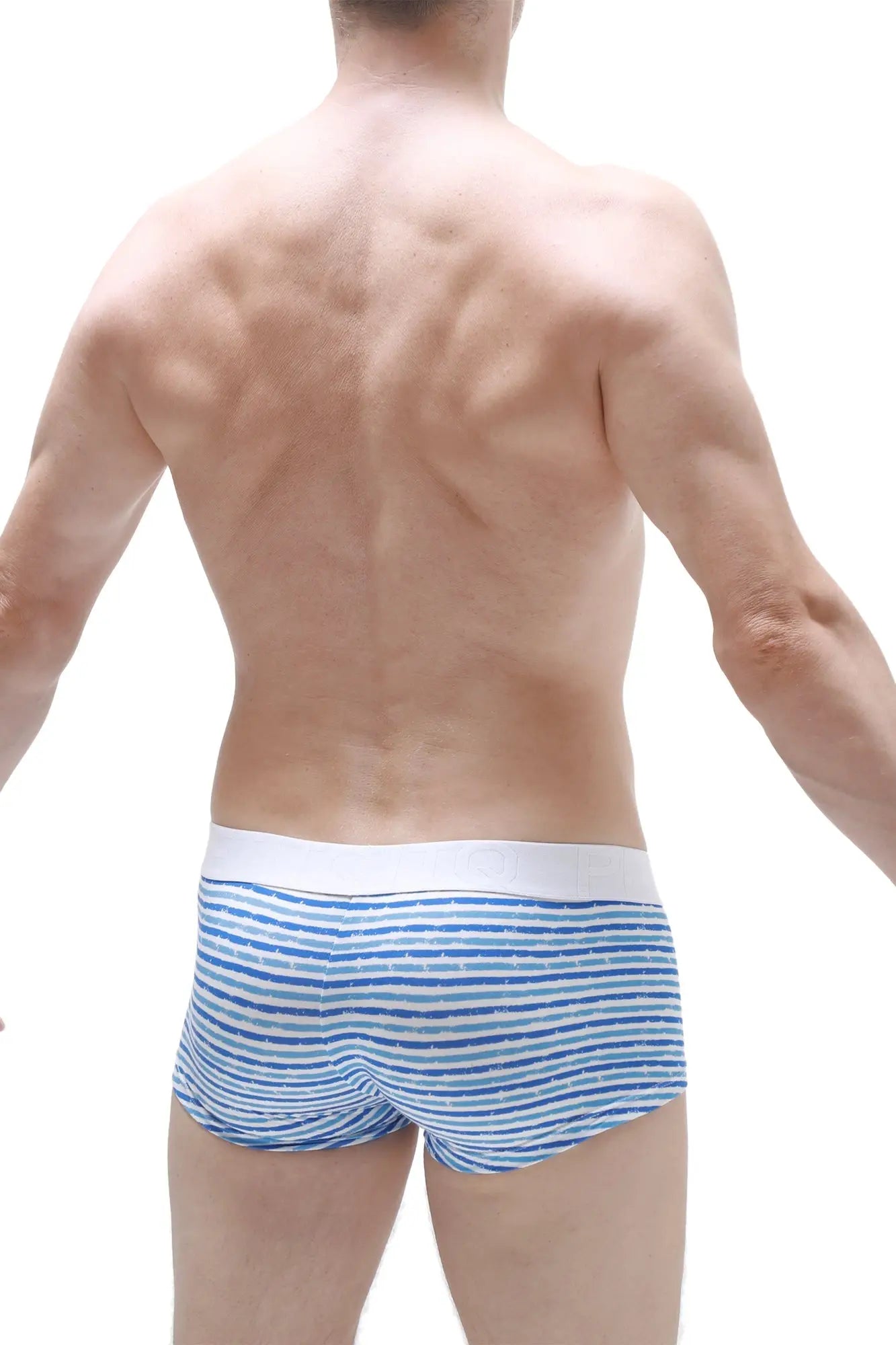 Boxer brief taik malo men’s blue and white striped cotton boxer briefs with solid white waistband for everyday comfort