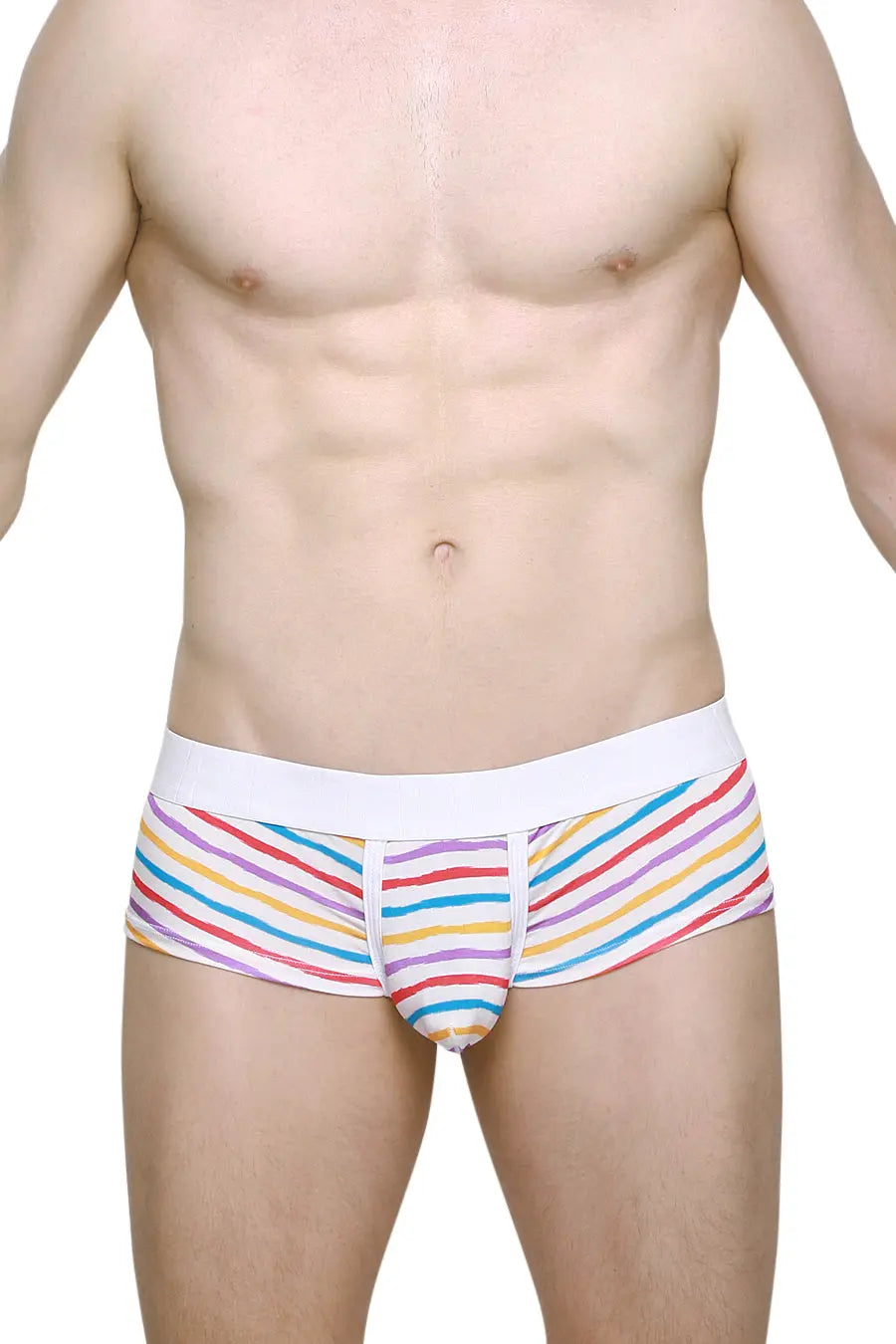 PetitQ Men's Boxer Brief Chill Candy Stripes Short Leg