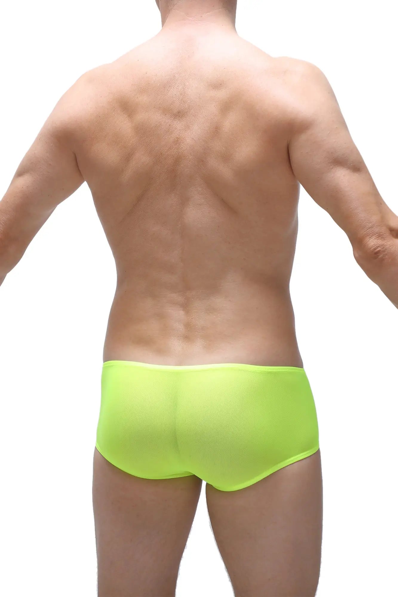 Bright neon green boxer briefs made from chill net fabric for comfortable breathable wear