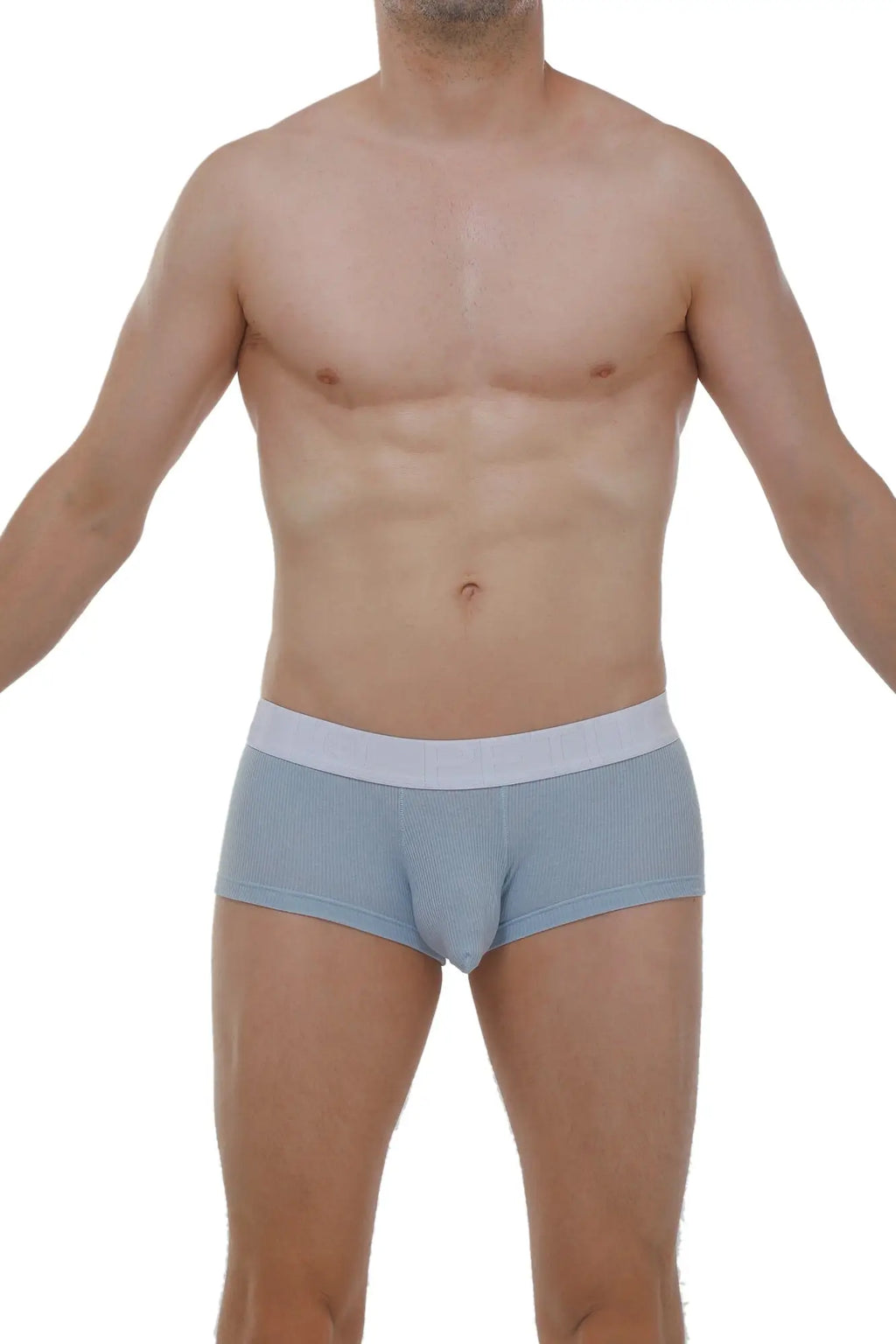 Light blue ribbed mens briefs with a contrasting white waistband boxer chillax rib blue style