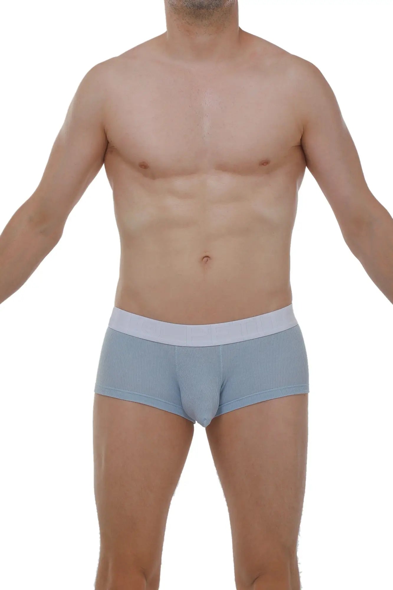 Light blue ribbed mens briefs with a contrasting white waistband boxer chillax rib blue style