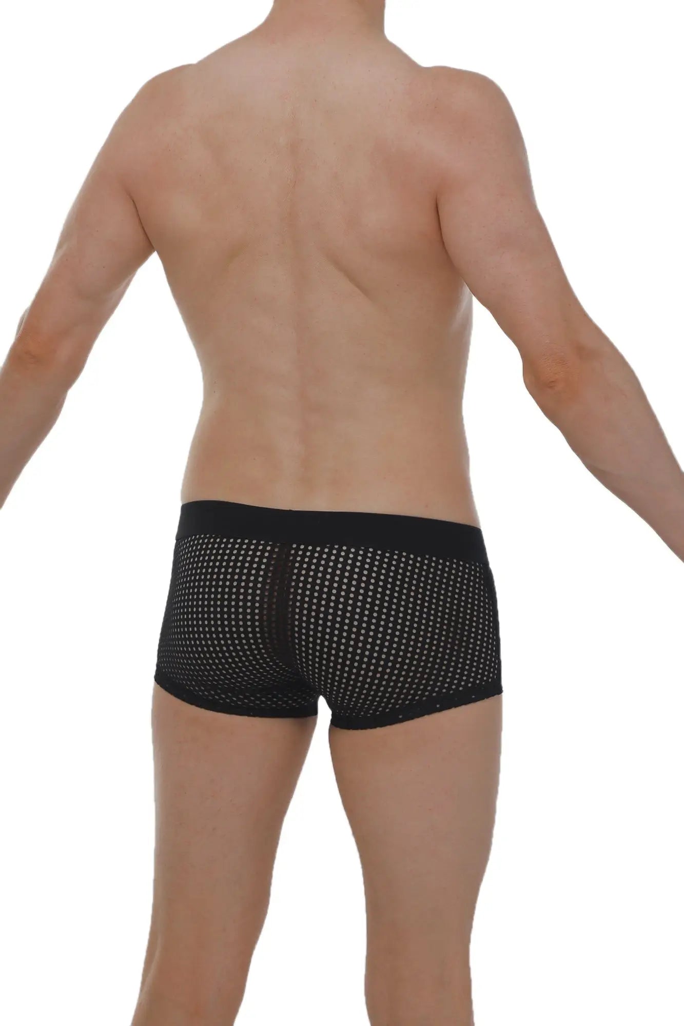 Black mesh briefs boxer dolmen durtol black with solid waistband made of breathable mesh fabric