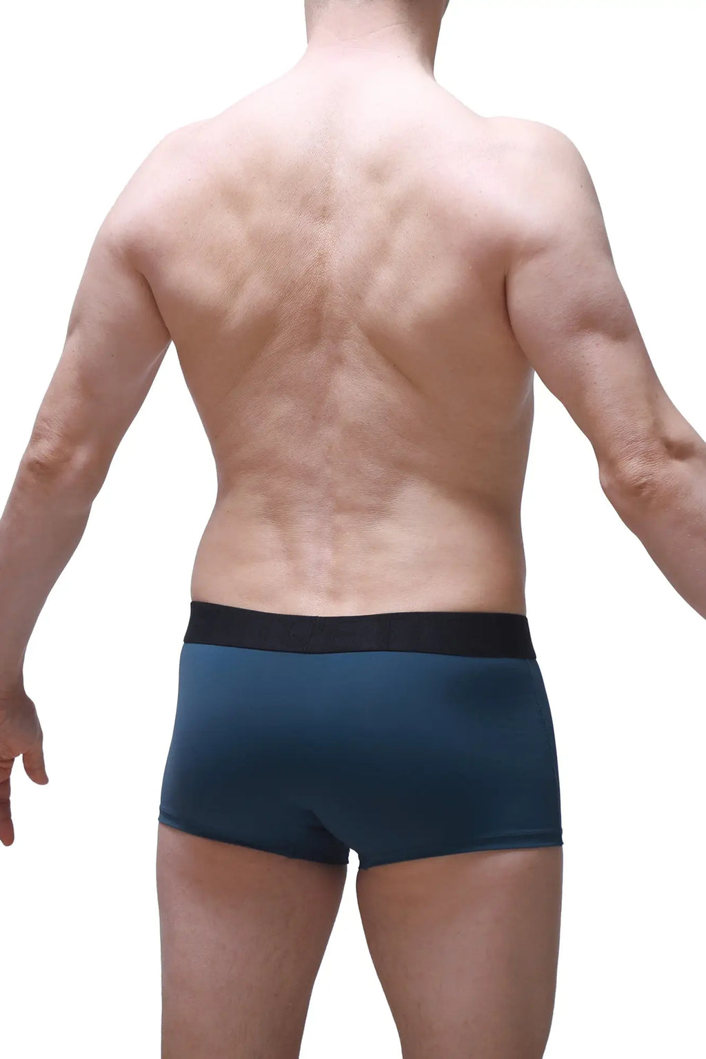 Dark teal boxer briefs with a black elastic waistband prussian blue designed for comfortable everyday wear
