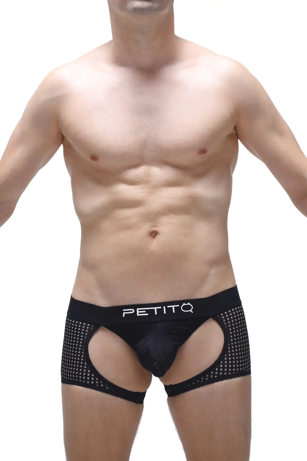 Black petitq men’s briefs boxer moras durtol with mesh pattern and cutout design for breathable comfort