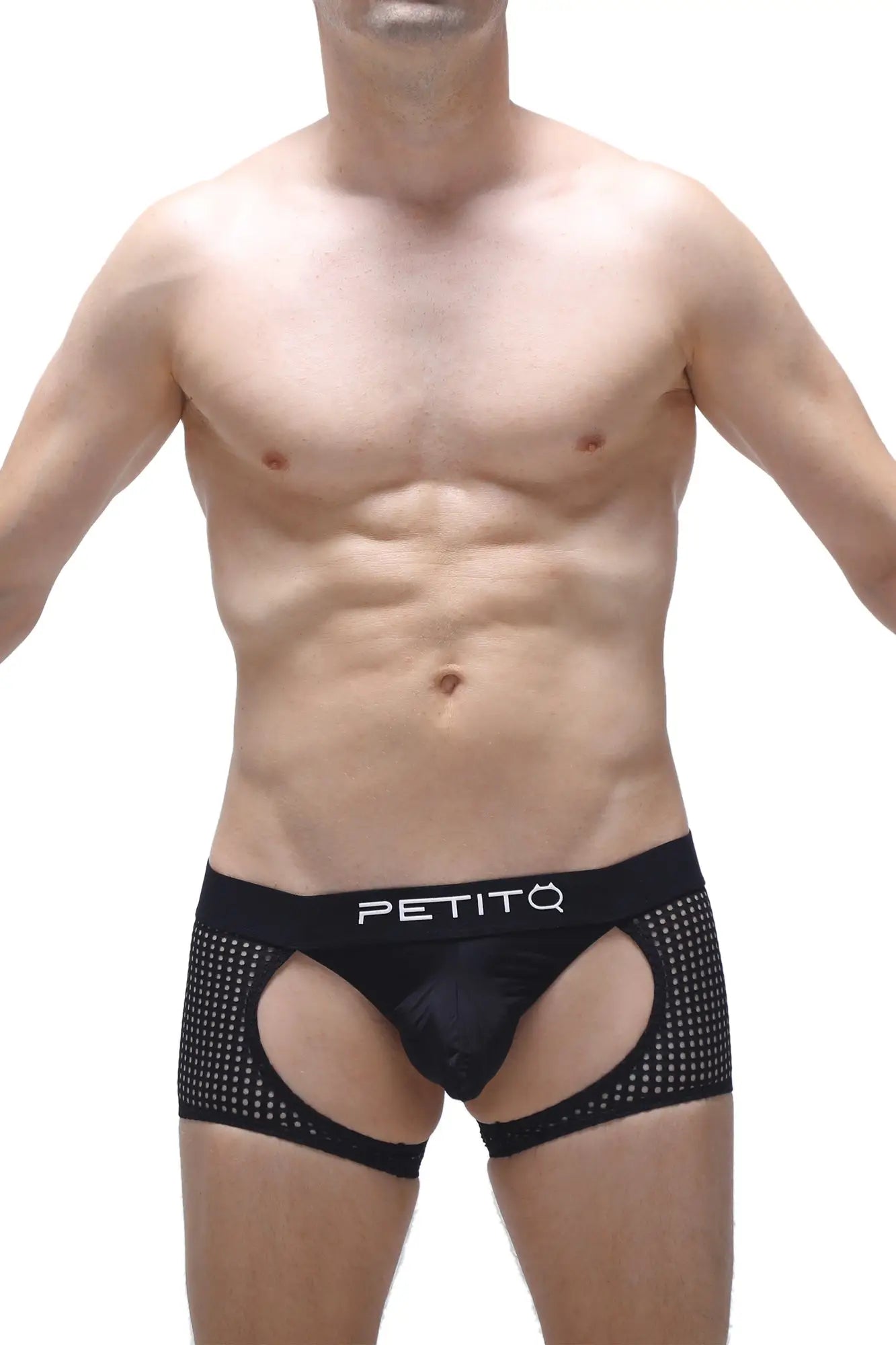 Black petitq men’s briefs boxer moras durtol with mesh pattern and cutout design for breathable comfort