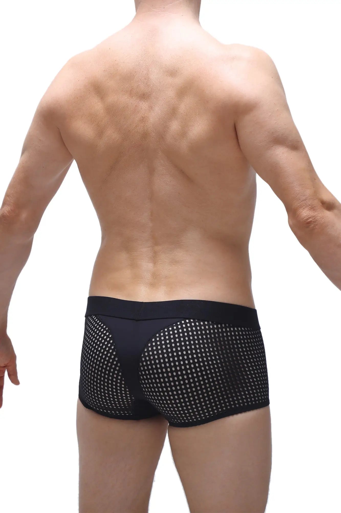 Black mesh briefs boxer noth durtol black with dotted pattern and solid waistband for breathable comfort