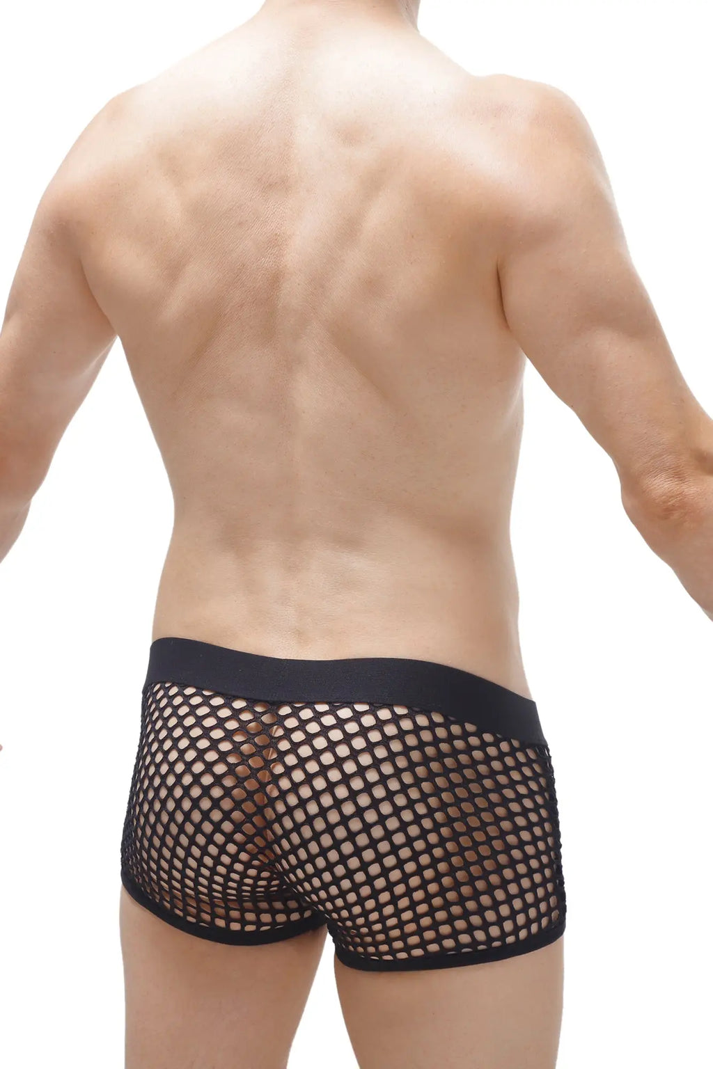Black mesh briefs boxer olloix black with solid black waistband designed for breathable comfort