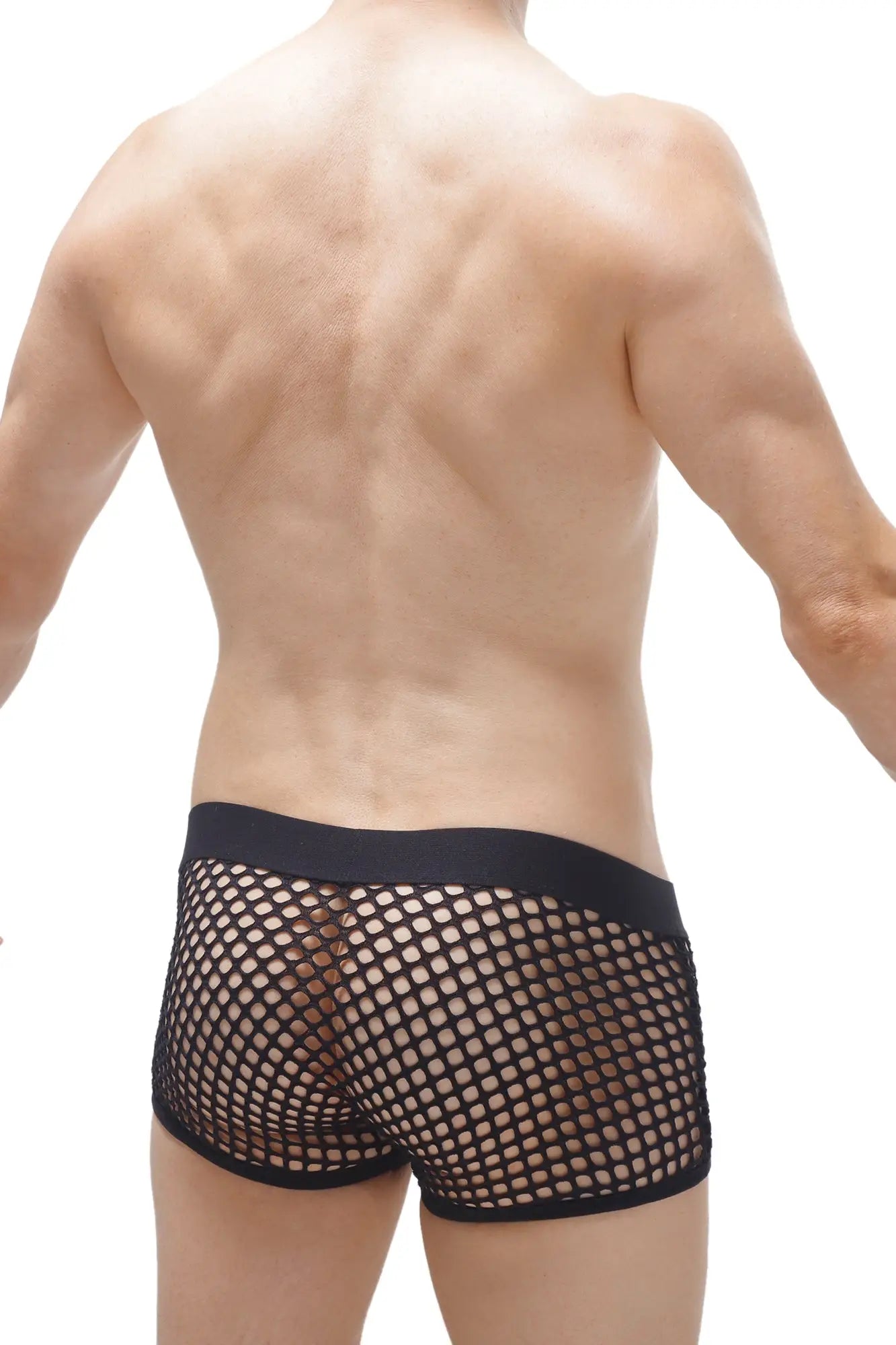 Black mesh briefs boxer olloix black with solid black waistband designed for breathable comfort