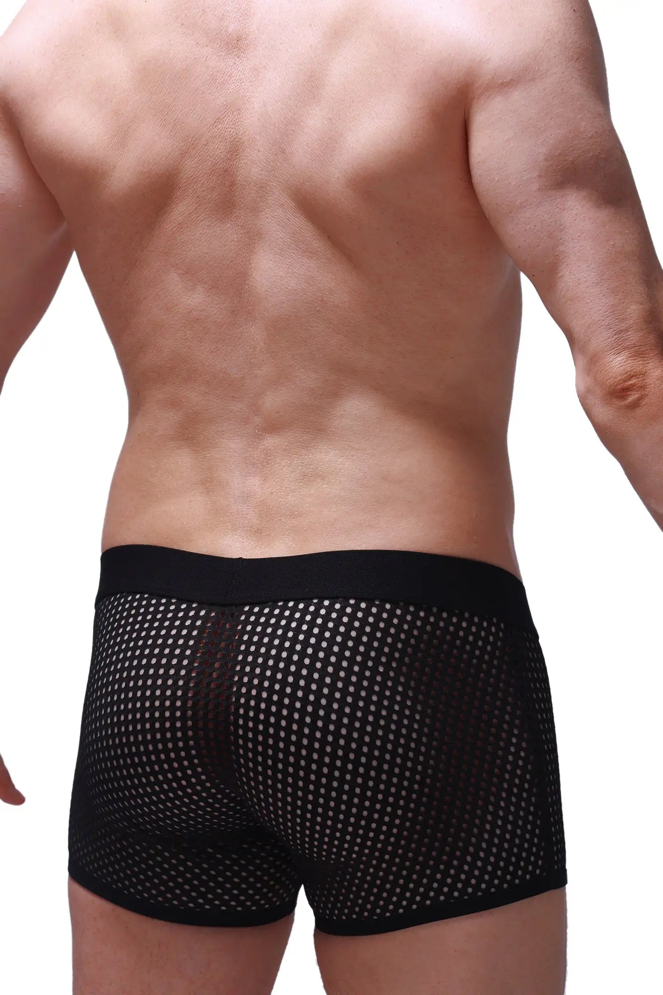 Boxer olloix durtol black black mesh boxer briefs with solid black waistband for breathable comfort