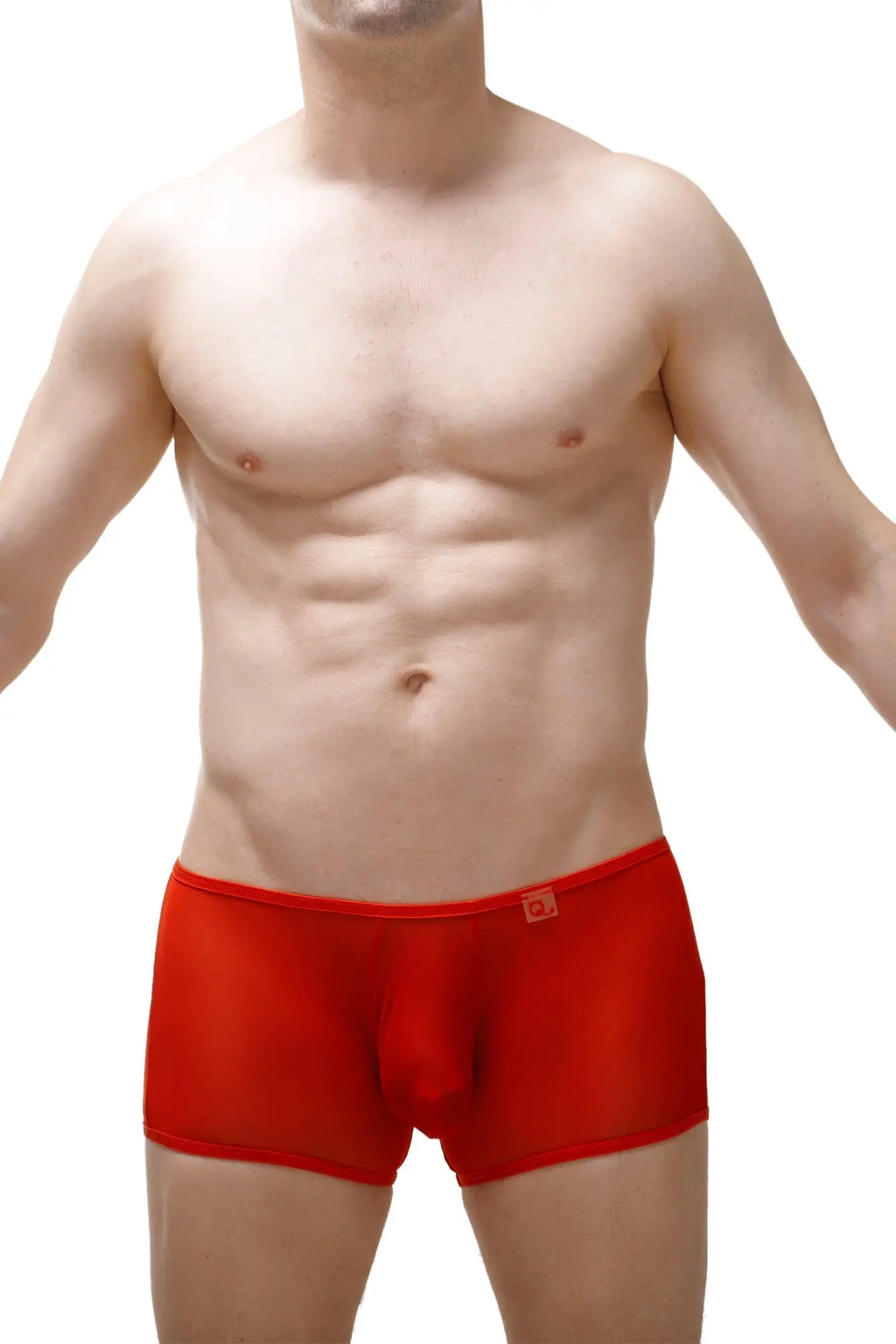 Red men’s briefs boxer ougreen net with smooth form-fitting design and small logo on the waistband