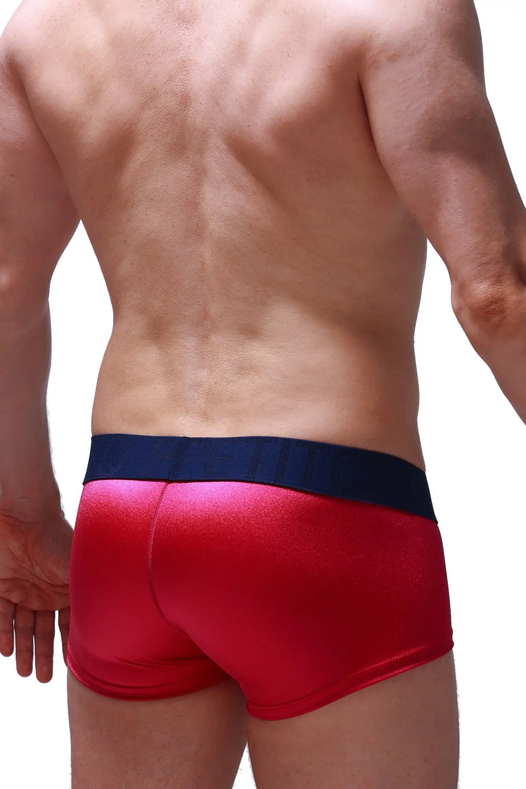 Boxer taik joe framboise red metallic briefs with navy blue waistband for stylish comfortable wear
