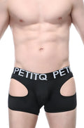 Black boxer veyar men’s briefs with white logo band and side cutouts made of soft breathable fabric