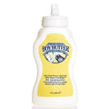 9oz white squeeze bottle of Boy Butter personal lubricant with a yellow label featuring a muscular arm logo.