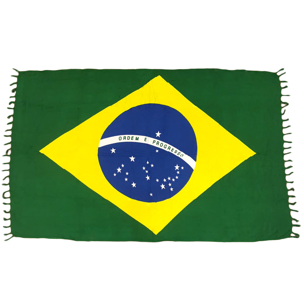 CANGA MIT BRASILIANISCHER FLAGGE – Grün, Gelb, Blau und Weiß – Brasilianisches Strandtuch (Sarong/Pareo)