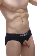 Black petitq briefs brief anjouin black with smooth form fitting design and white logo on the waistband