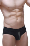 Brief barie bee green black briefs with gray mesh side panel for breathable comfort and style