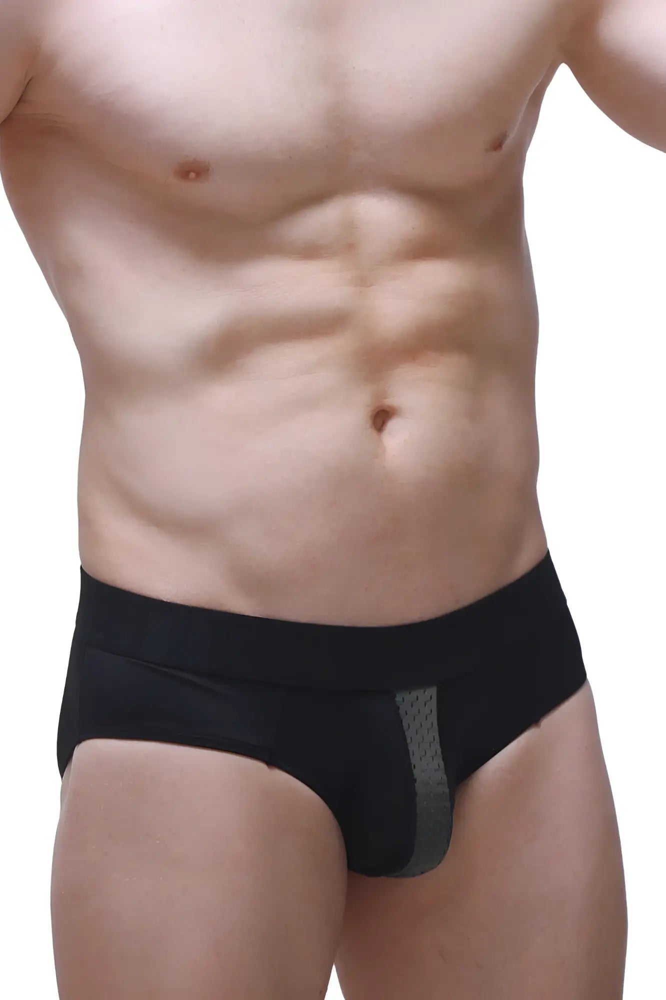 Brief barie bee green black briefs with gray mesh side panel for breathable comfort and style