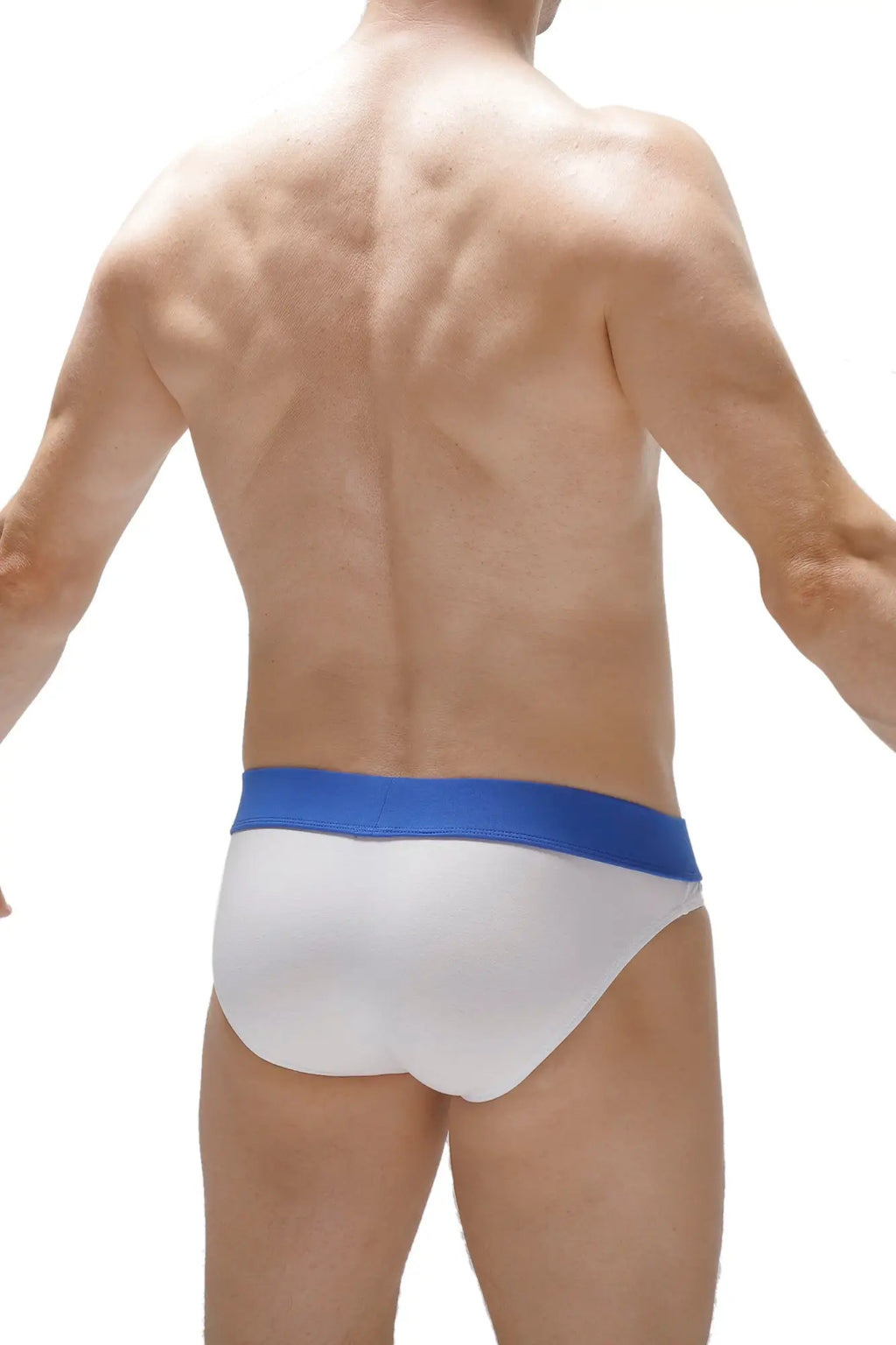 White briefs blaru white with a solid blue waistband made of soft cotton for comfortable everyday wear