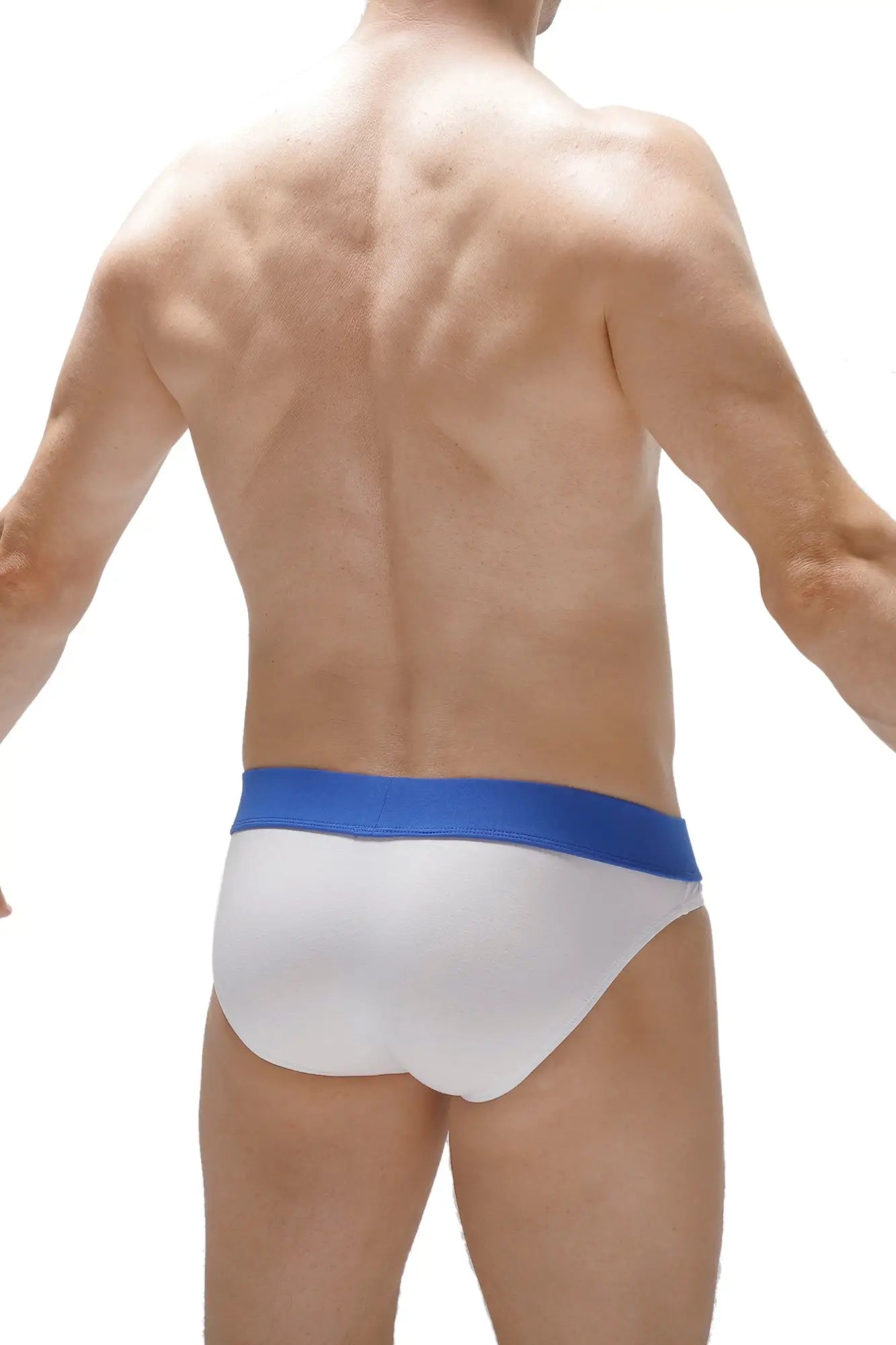 White briefs blaru white with a solid blue waistband made of soft cotton for comfortable everyday wear