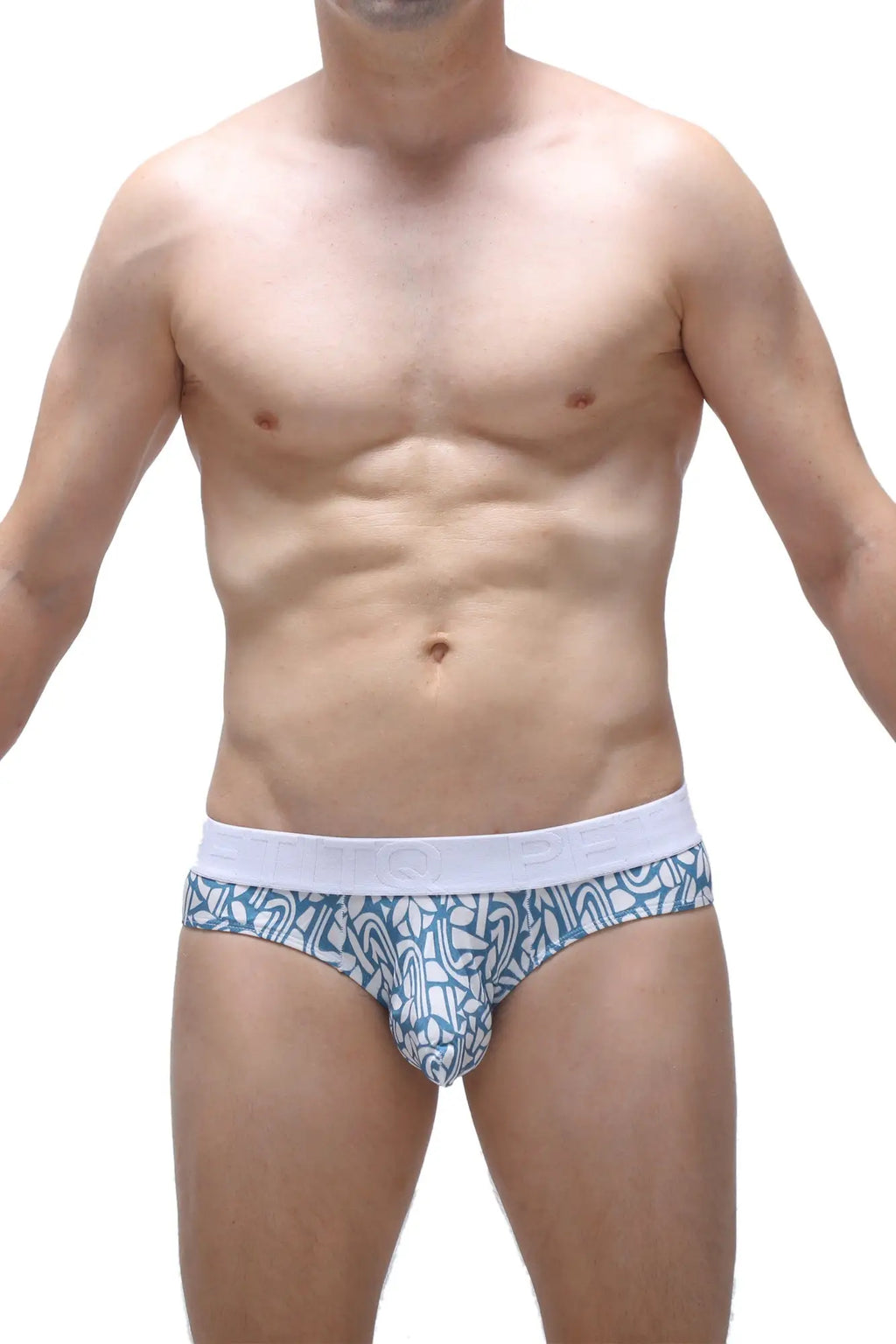 Brief chill carlot blue men’s briefs with blue and white pattern and solid white waistband for everyday comfort