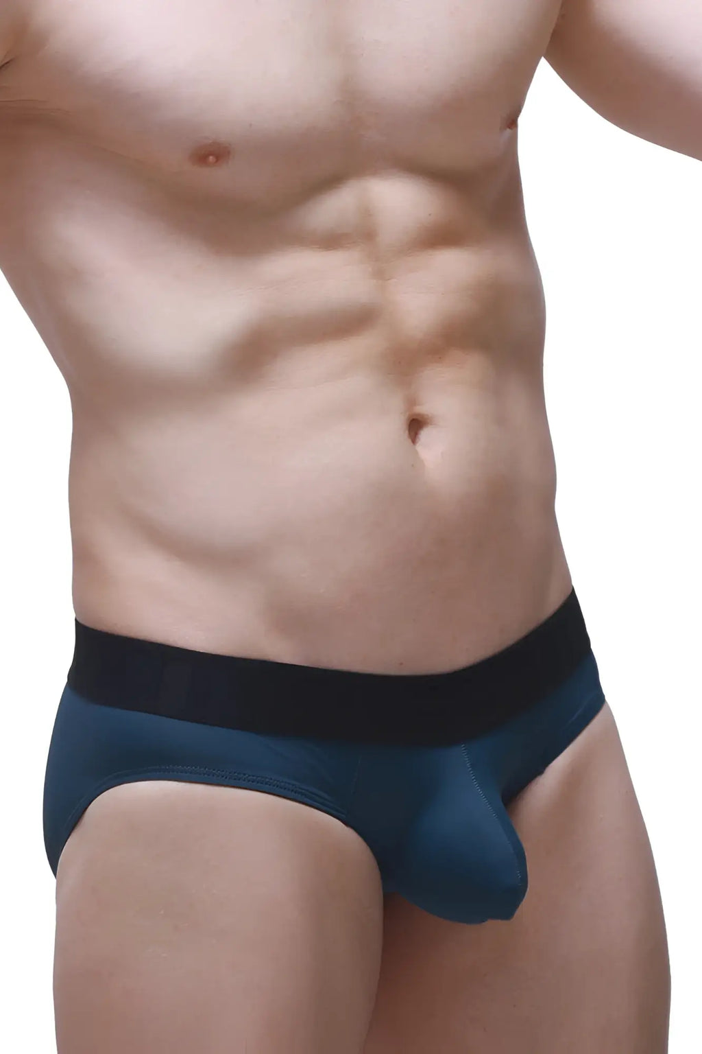 Men’s briefs in navy blue and black with a solid elastic waistband from the brief dome prussian blue collection