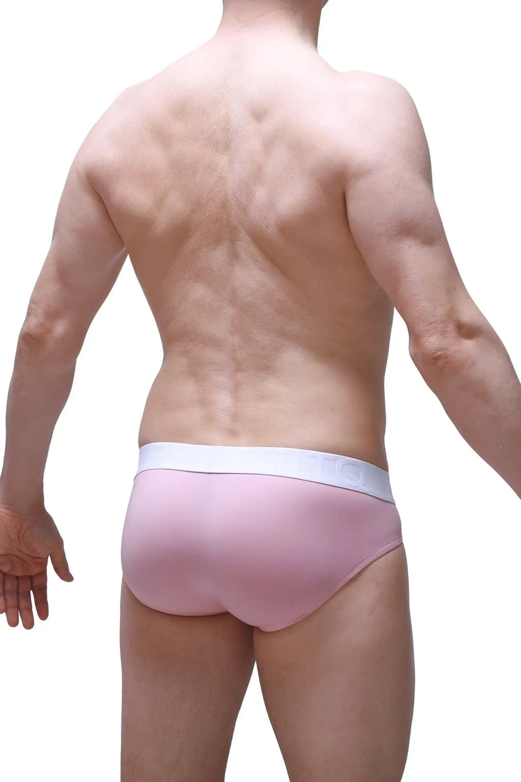 Pink briefs with a white elastic waistband from brief dome skine tea rose collection in soft breathable fabric
